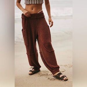 Free People Dane Terry Pants Brownie | Beach Balloon Wide Leg | Size M